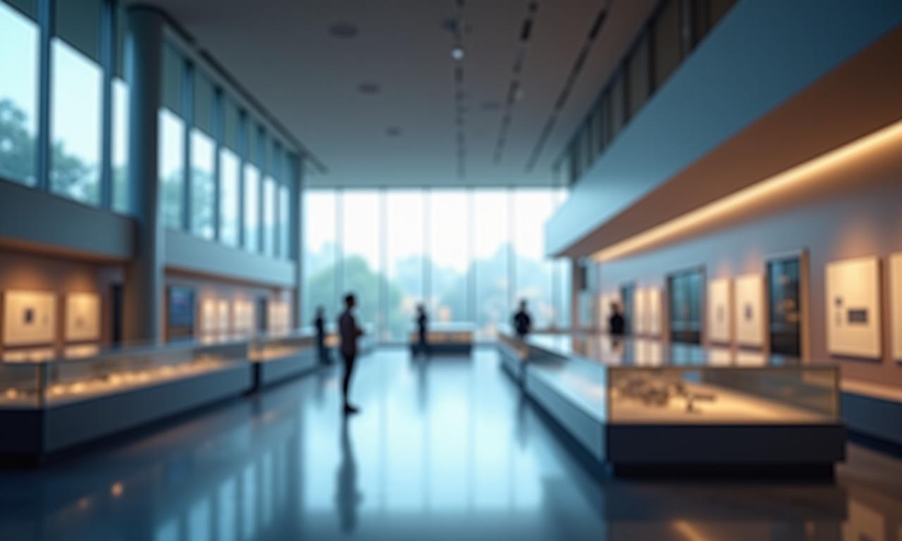 Moderne museumzaal met digitale interacties
