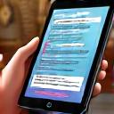 Hand die een tablet vasthoudt met een interactieve museumgids app